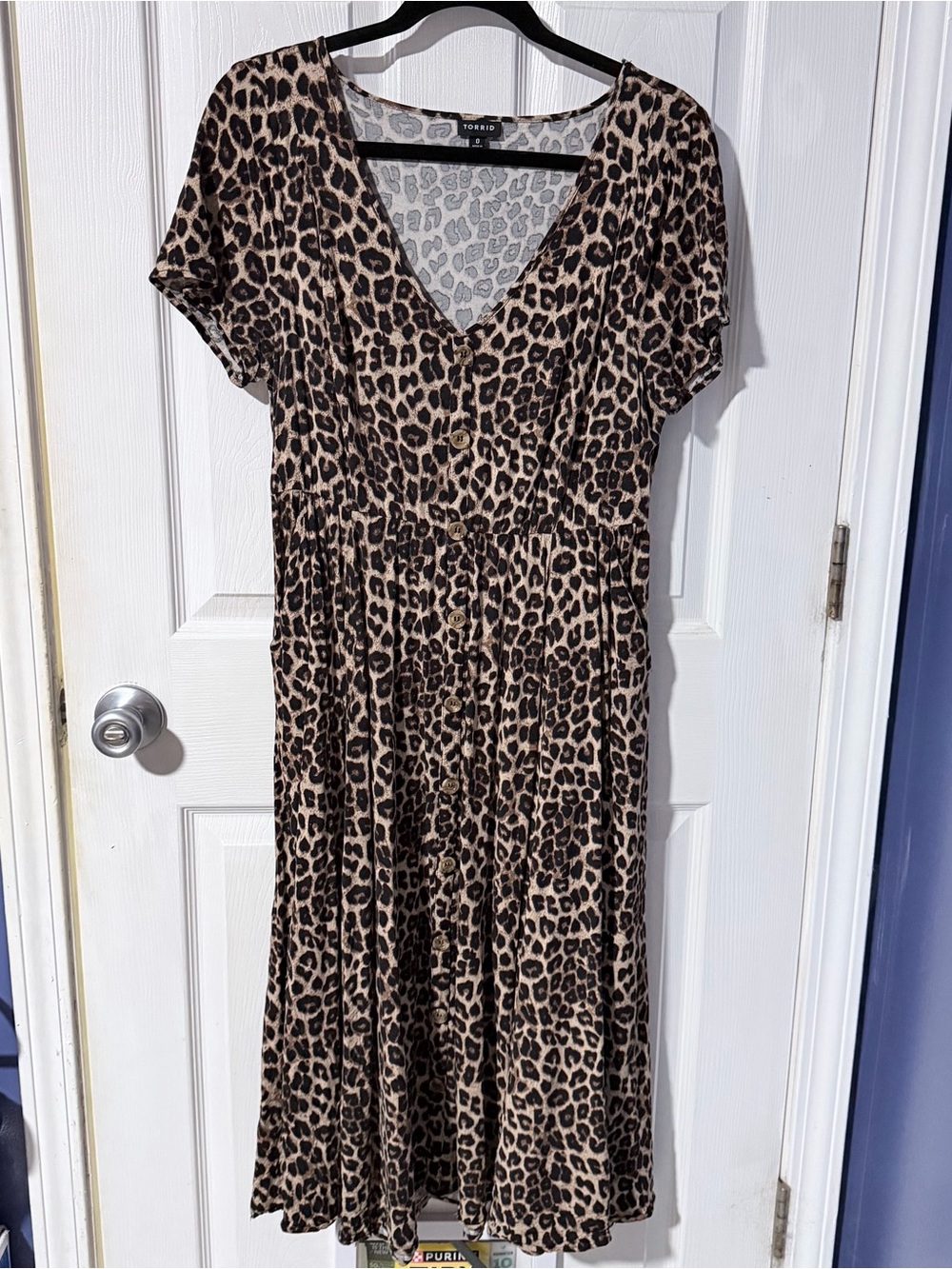 torrid Leopard Print V-Neck Button-Front Dress in Brown and Black